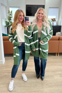 Brighter is Better Striped Cardigan in Green- 11/30/2023