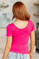 Everyday Scoop Neck Short Sleeve Top in Fuchsia