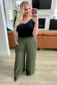 Harmony High Rise Wide Pants in Olive