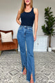 Caitlin High Rise Split Hem Straight Jeans