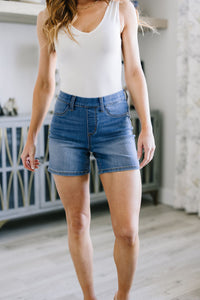 Perry High Rise Pull On Denim Shorts