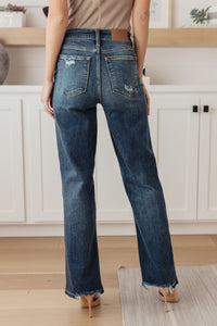 Rose High Rise 90's Straight Jeans in Dark Wash