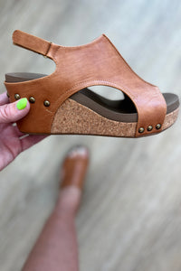 Walk This Way Wedge Sandals in Cognac