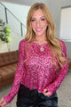 You Found Me Sequin Top in Fuchsia