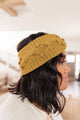 Pom Knit Head Wrap in Mustard