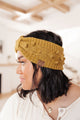 Pom Knit Head Wrap in Mustard