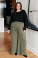 Harmony High Rise Wide Pants in Olive