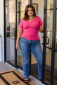 Everyday Scoop Neck Short Sleeve Top in Fuchsia