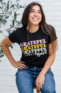 Grateful Heart Graphic T-Shirt In Black