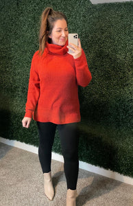 Steady Pace Roll Neck Sweater In Red