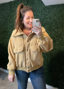 Don't Stress Oversized Collar Sherpa Jacket In Taupe