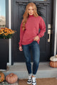 Make No Mistake Mock Neck Pullover in Cranberry