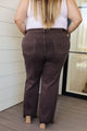 Sybil High Rise Frayed Hem 90's Straight Jeans in Brown